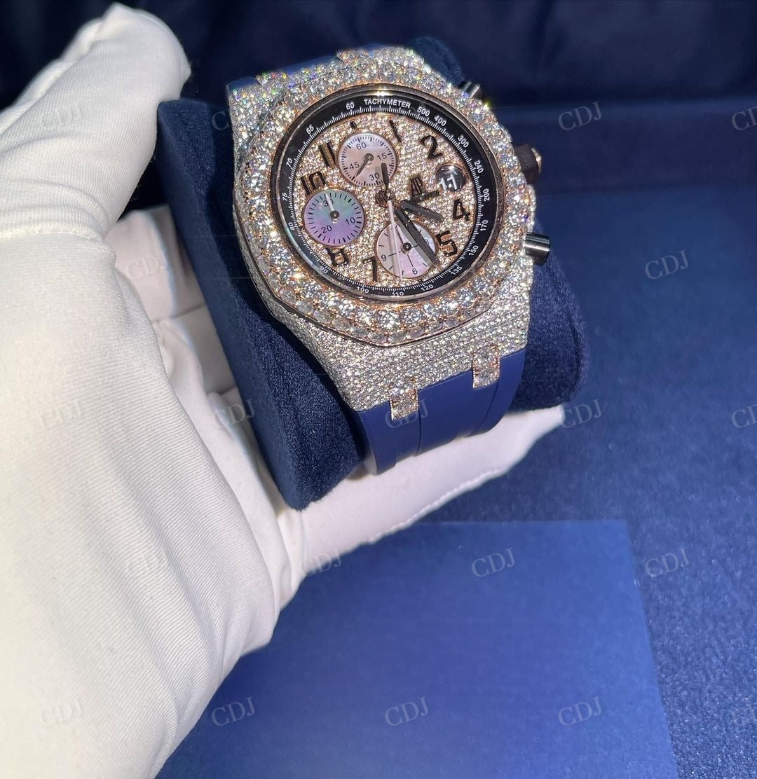 Bust Down Moissanite Diamod Iced Out AP Chrono Watch For Men customdiamjewel