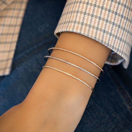 0.16CTW Bangle Cuff Natural Diamond Flexible Thin Bracelet  customdiamjewel   