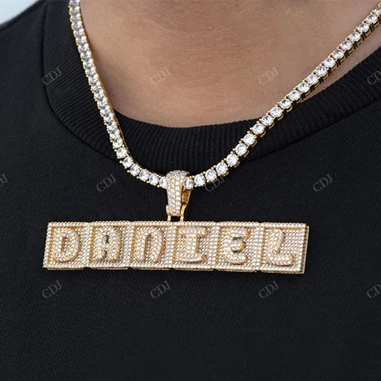 Square Into Initial Customized Letters Plate Hop Hop Pendant hip hop jewelry CustomDiamJewel