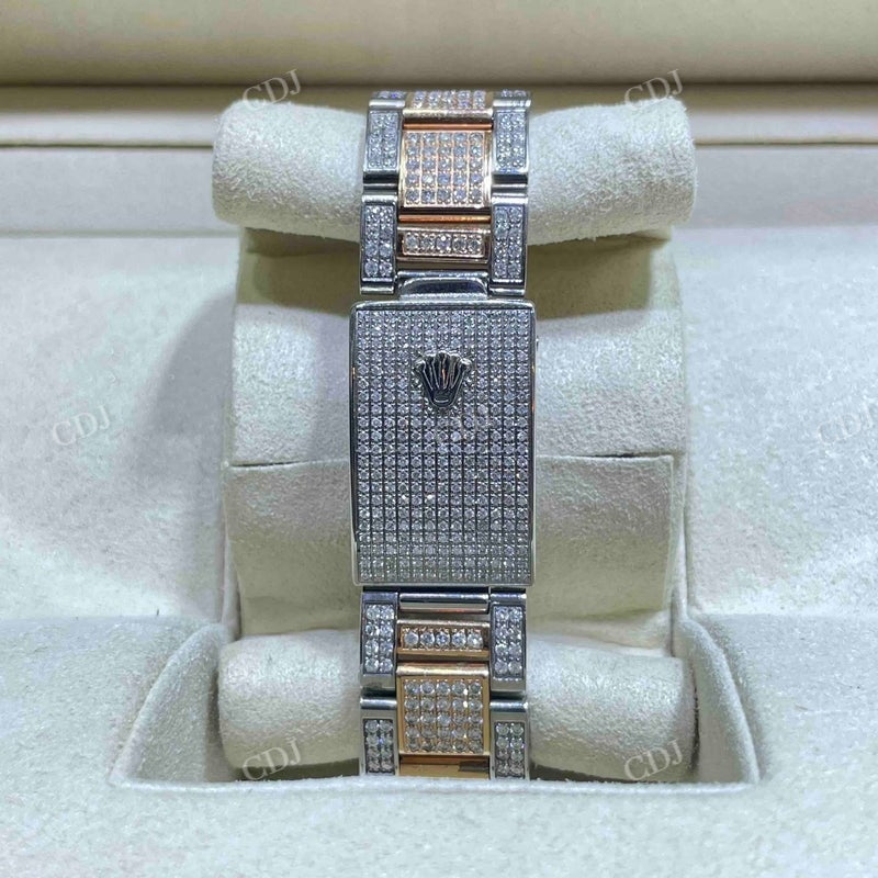 Iced Out 36mm Rainbow Dial Oyster Belt Rolex Watch customdiamjewel