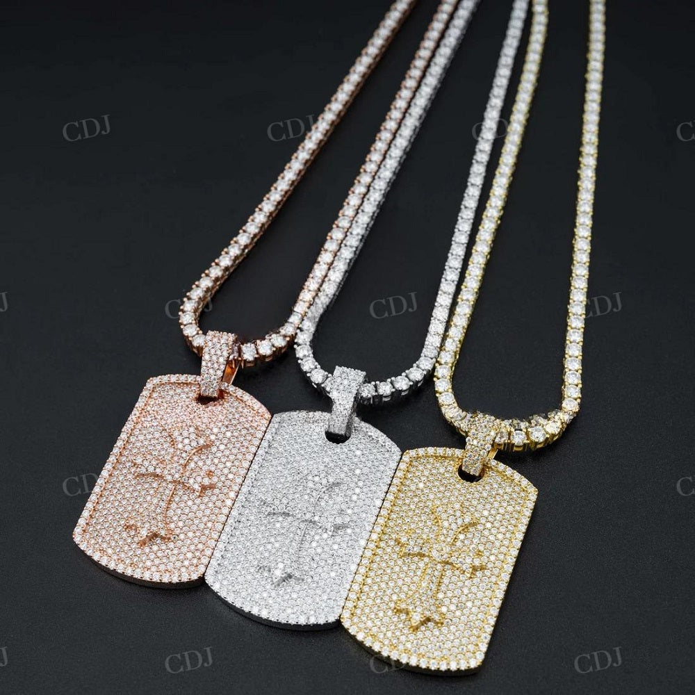 Fully Iced Diamond Cross Dog Tag Pendant customdiamjewel