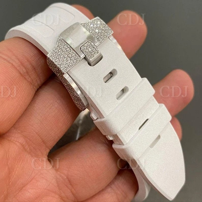 Handmade Setting White Silicone Strap AP Watch customdiamjewel