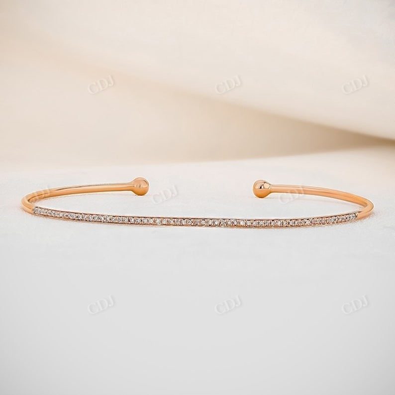 0.16CTW Lab Grown Diamond Flexible Thin Bangle Bracelet  customdiamjewel 10KT Solid Gold Rose Gold VVS-EF