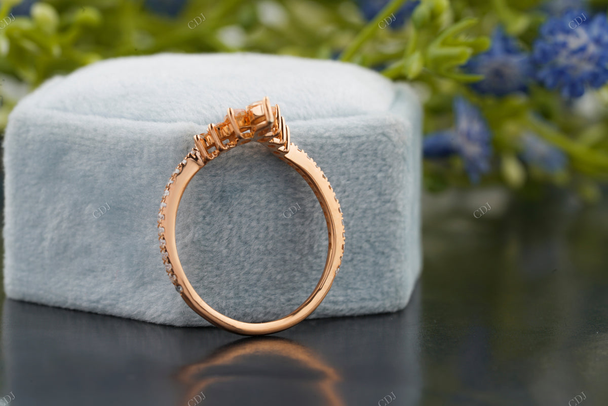 Marquise Moissanite Orange Sapphire Ring