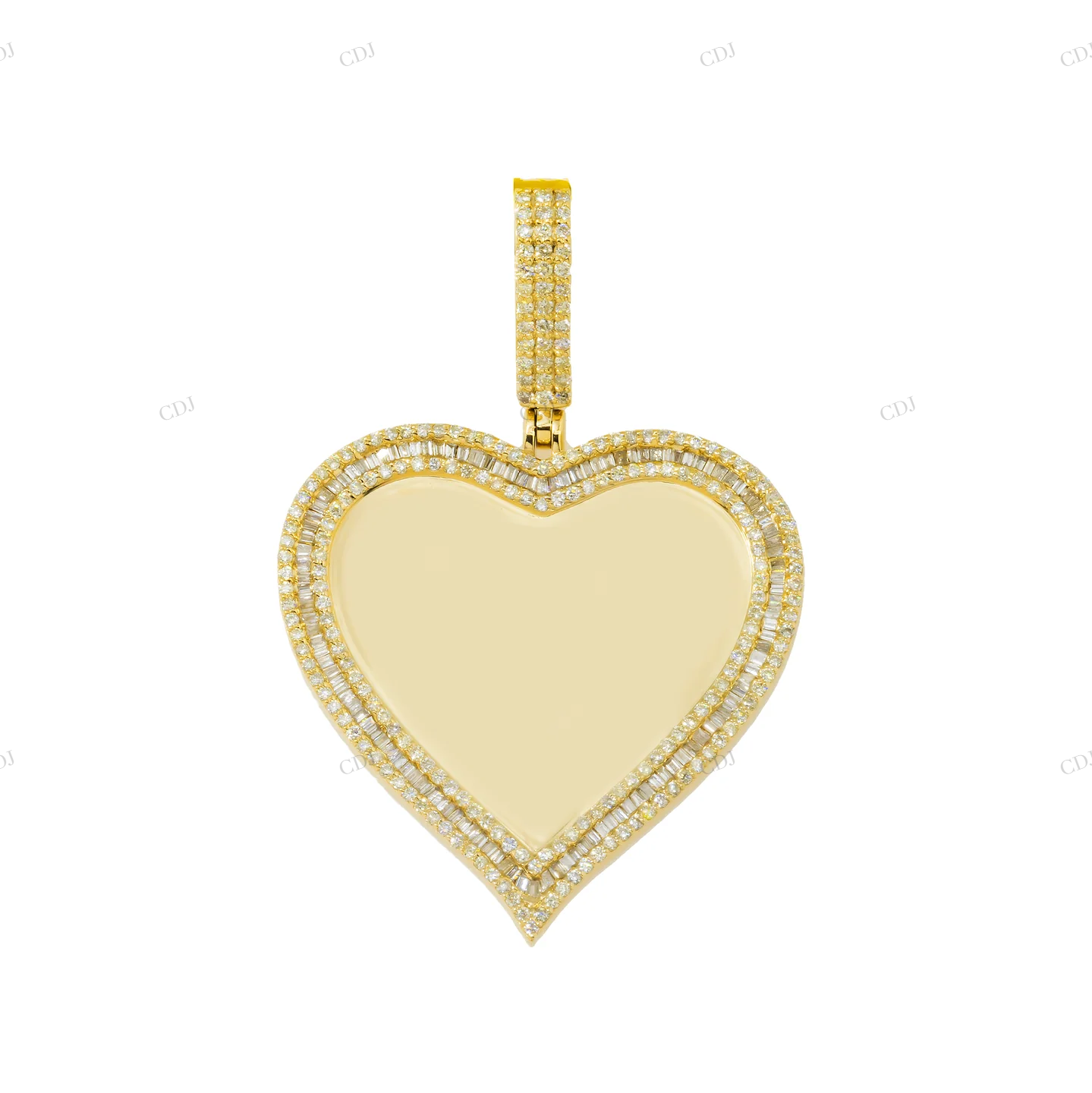 Baguette And Round Diamond 1.44 CT Heart Photo Pendant hip hop jewelry CustomDiamJewel