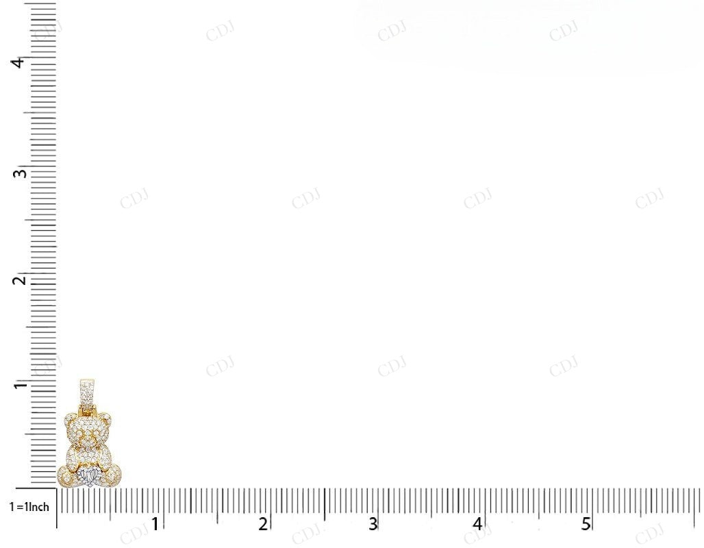 1.23 CTW Silver Moissanite Daily Wear Teddy Bear Pendant CustomDiamJewel