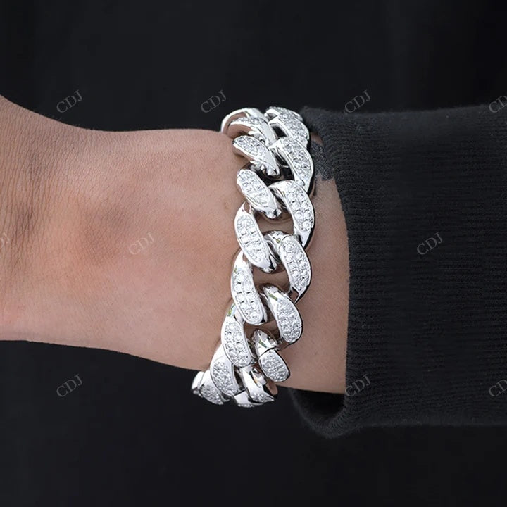 Hip Hop Rapper Style Full Ice Out Cuban Link Bracelet For Man hip hop jewelry CustomDiamJewel