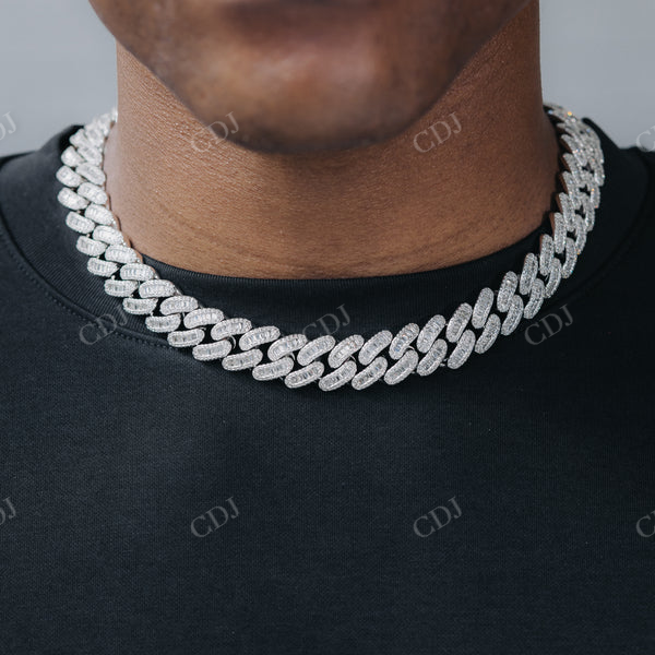 Baguette Cut Diamond Iced Out Cuban Chain Necklace customdiamjewel
