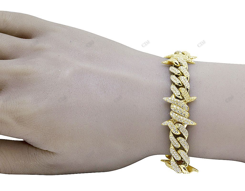 Luxury Two Tone Throne Shaped Cuban Mens Bracelet