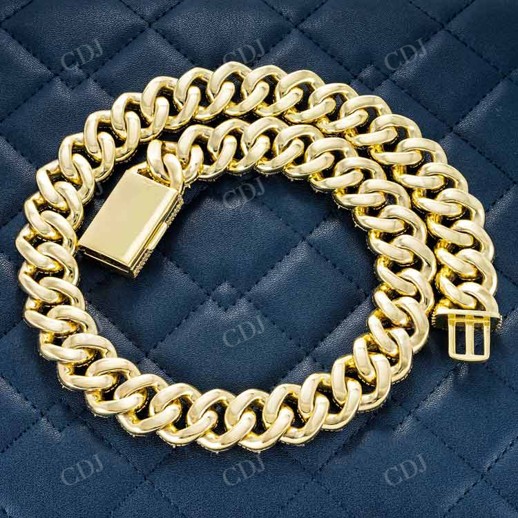Yellow Gold Hip Hop Iced Out Rapper Cuban Chain hip hop jewelry customdiamjewel