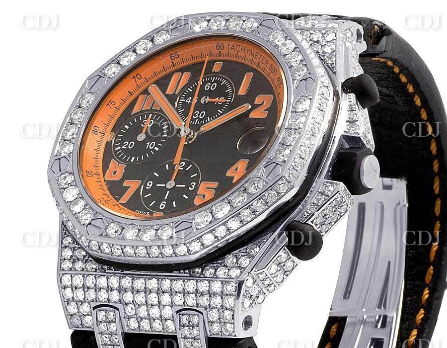 Silicon Belt Bezel Moissanite Diamond Black Dial Watch customdiamjewel