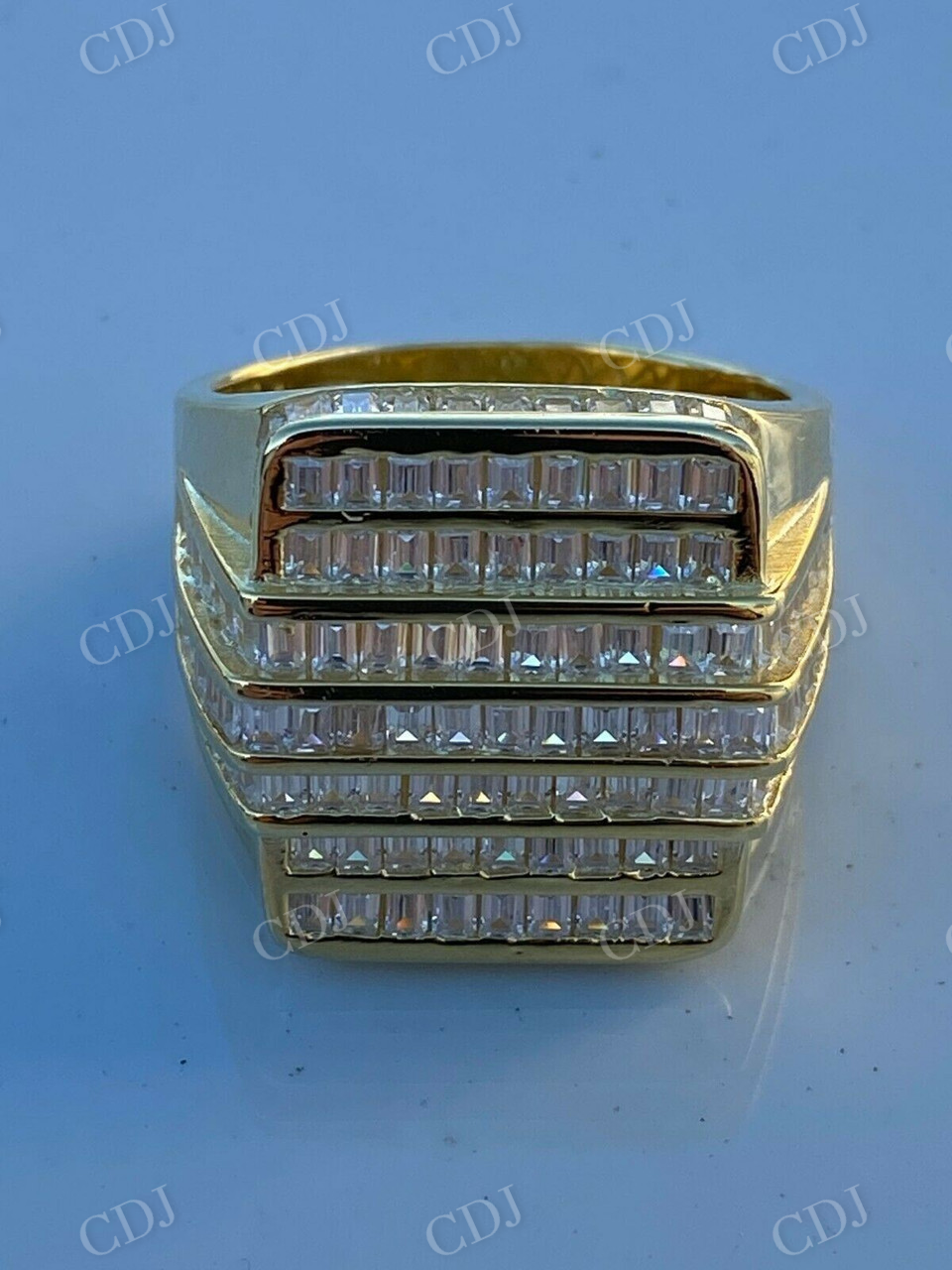 14K Gold Baguette Diamond Hip- Hop Men's Ring customdiamjewel