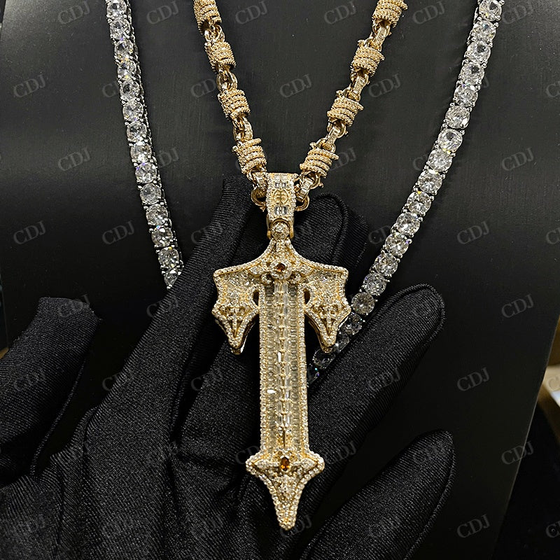 Hip Hop Moissanite T Shape Iced Out Pendant CustomDiamJewel
