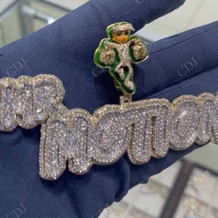 Yellow Gold Plated 925 Silver Custom Name Motion Pendant hip hop jewelry CustomDiamJewel