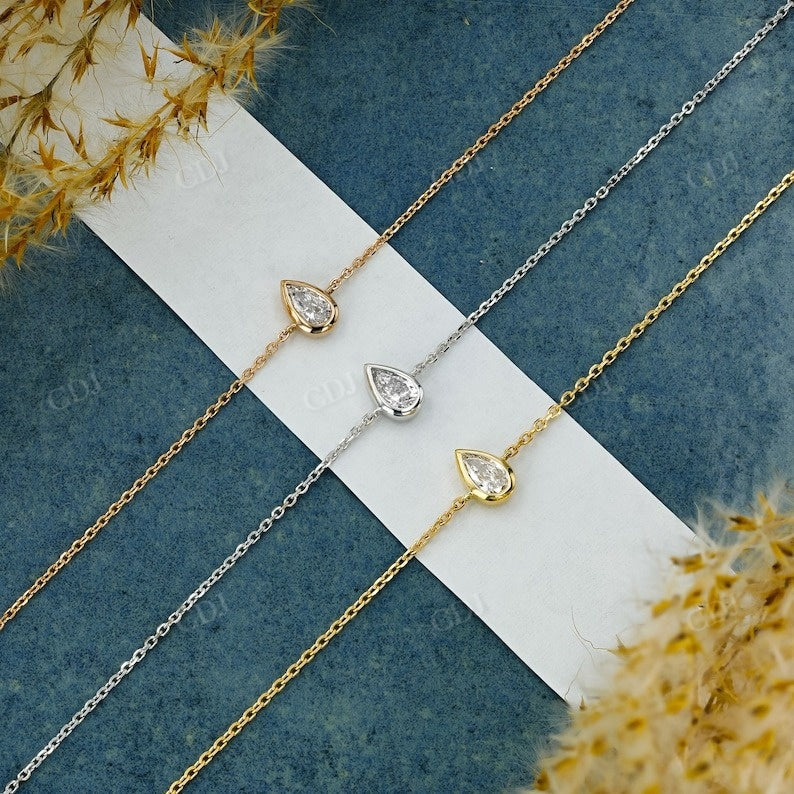 Oval And Pear Cut Lab Grown Diamond Adjustable Bracelet  customdiamjewel   