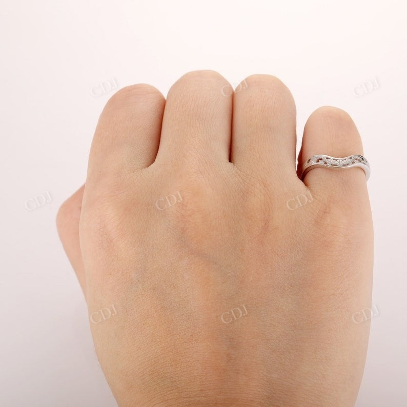 Vintage Style Solid 14k White Gold Wedding Band customdiamjewel