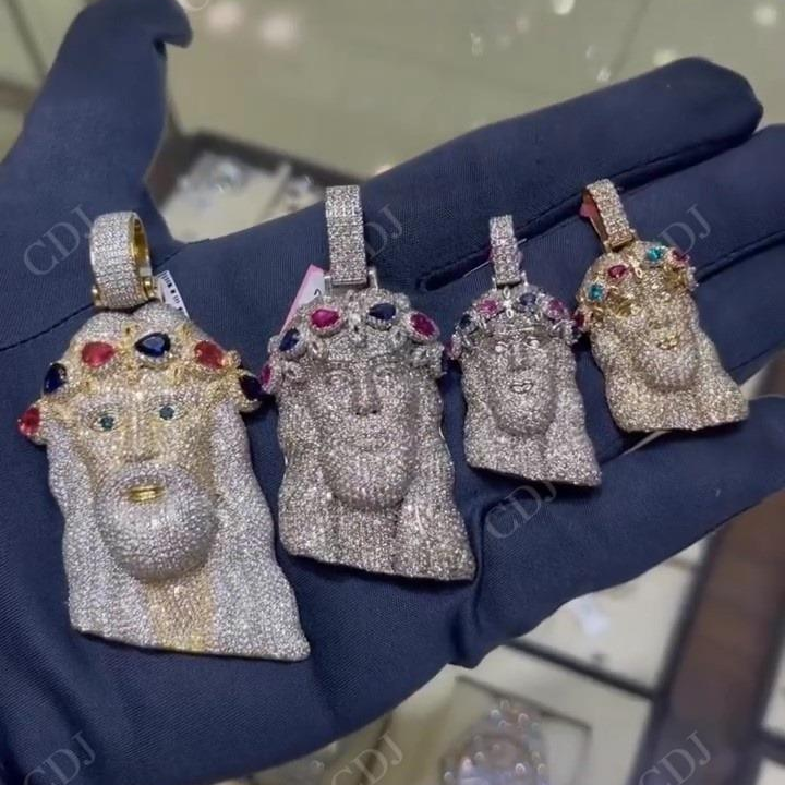 14K Gold Moissanite Diamond Jesus Pendant hip hop jewelry CustomDiamJewel