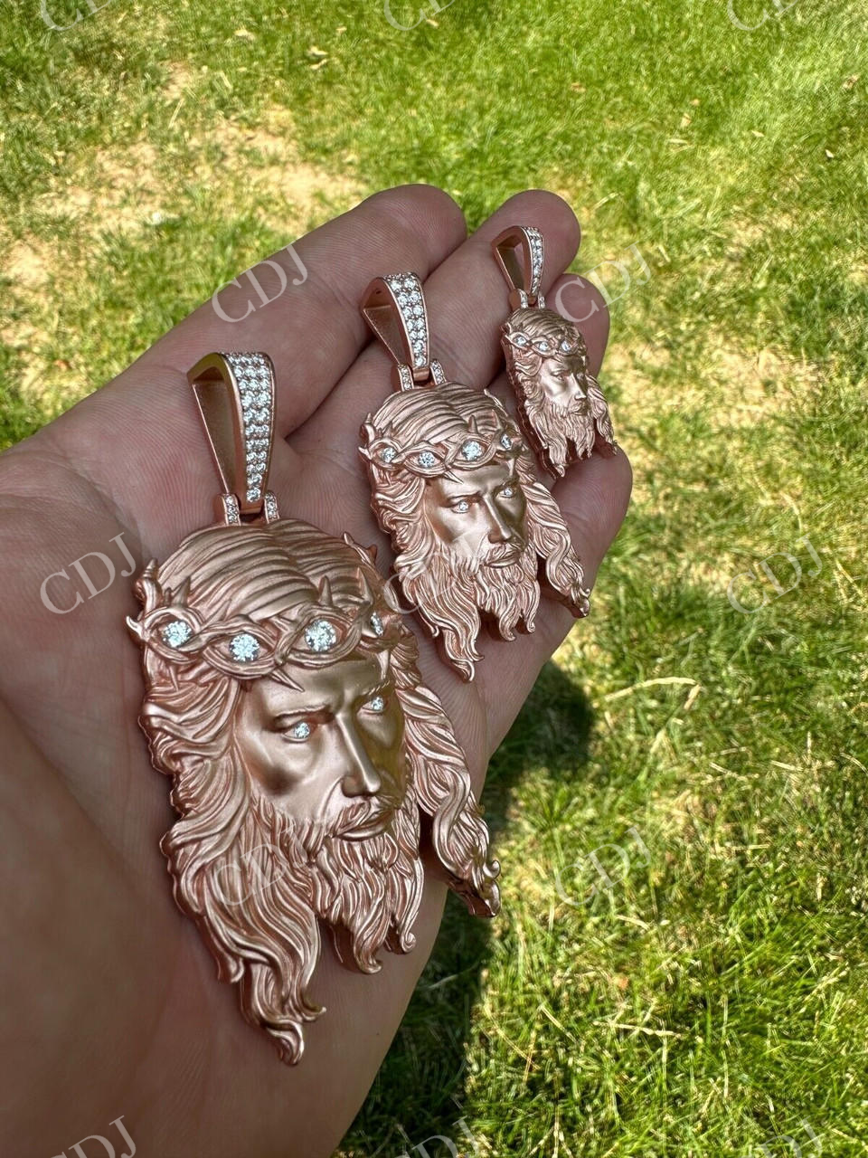 Matte Finish Jesus Piece Iced Pendant customdiamjewel