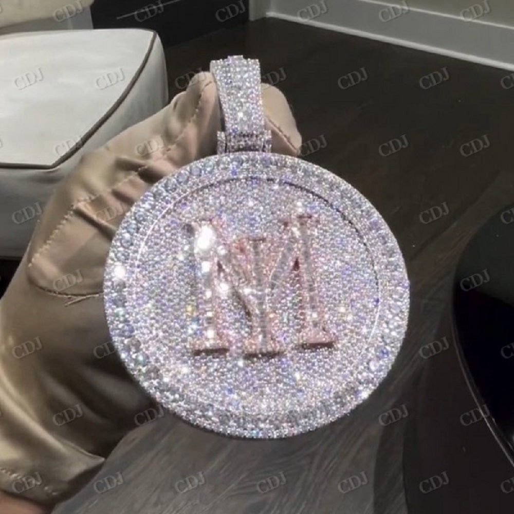 Round Shape Iced Out Custom Diamond Pendant CustomDiamJewel