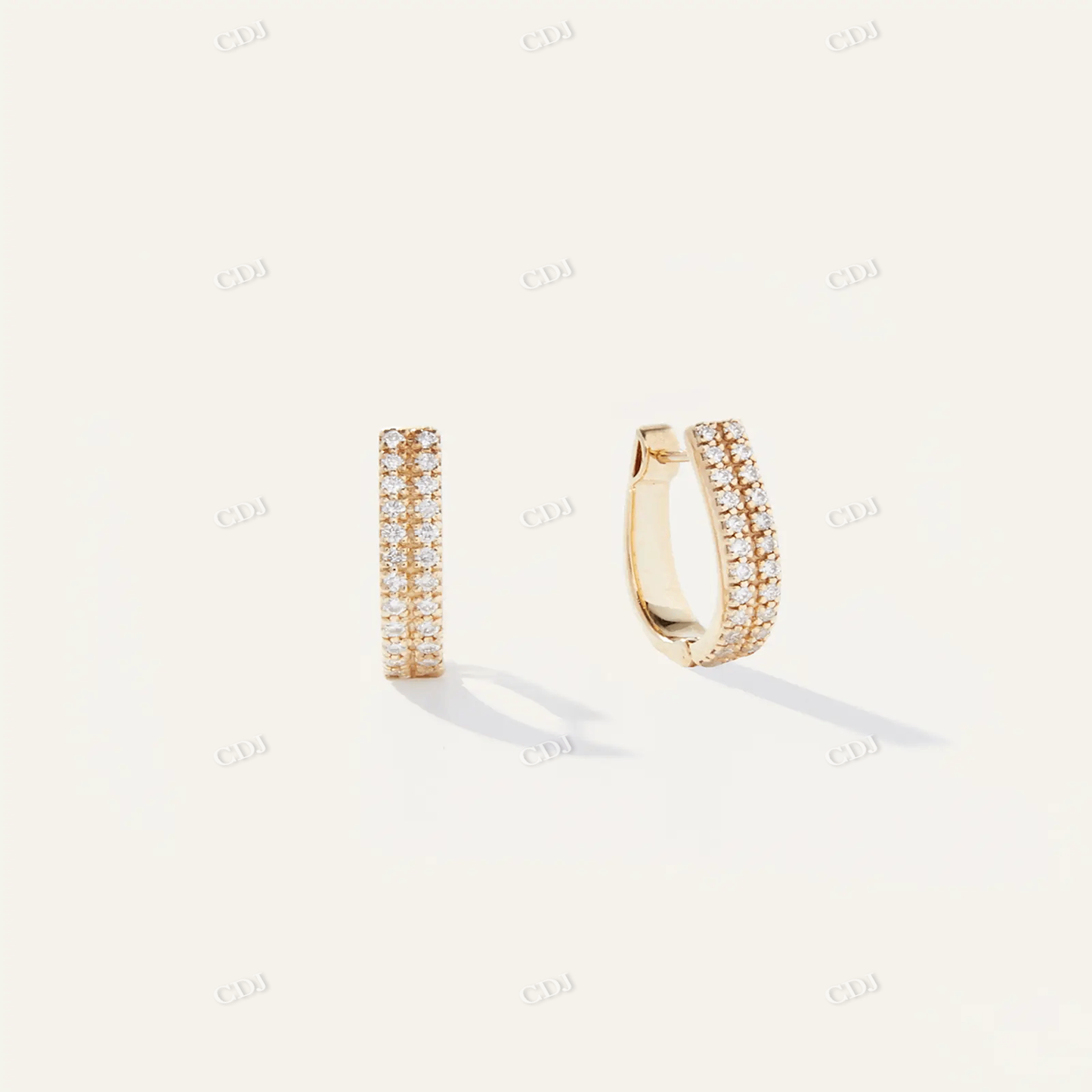 Double Row Pave Moissanite Diamond Hoops customdiamjewel