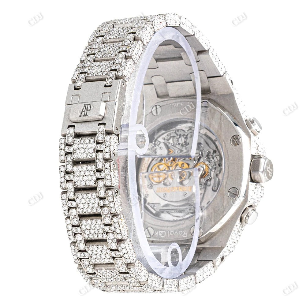 Fully Iced Out AP Chrono VVS Diamond Watch For Men customdiamjewel