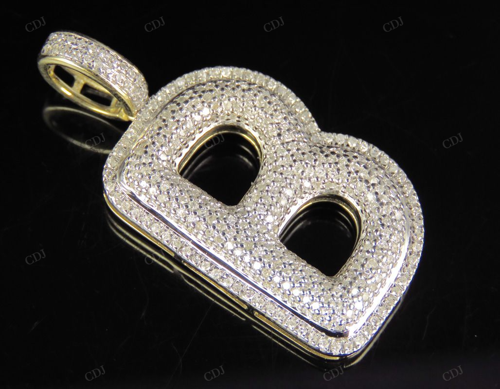 1.5" 1 CTW 10K Gold Real Diamond B Letter Pendant CustomDiamJewel
