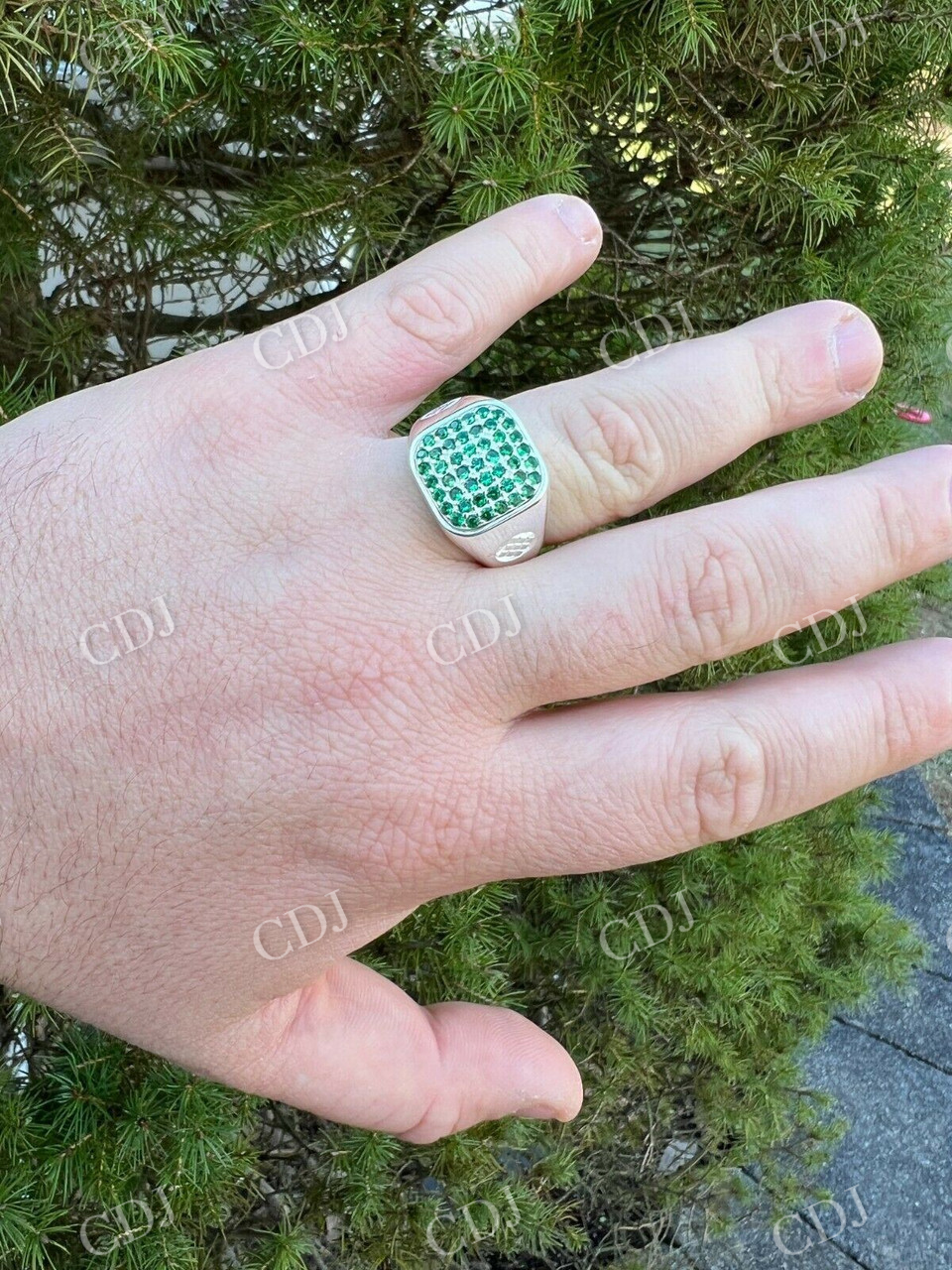 Green Emerald Stone Hip-Hip Ring customdiamjewel
