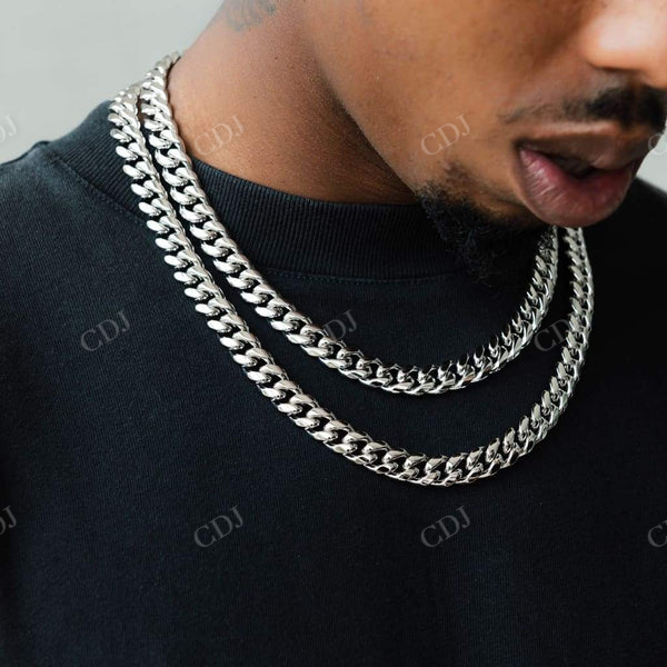 Silver plated Miami Cuban Chain Necklace customdiamjewel