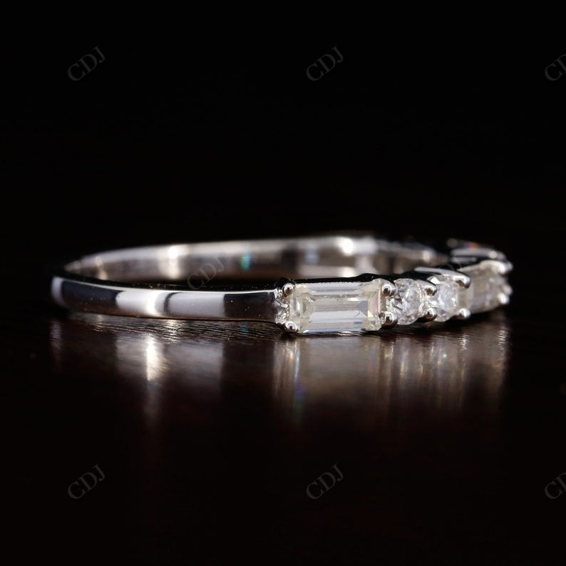 0.76CTW Round And Baguette Cut Lab Grown Diamond Half Eternity Wedding Band customdiamjewel