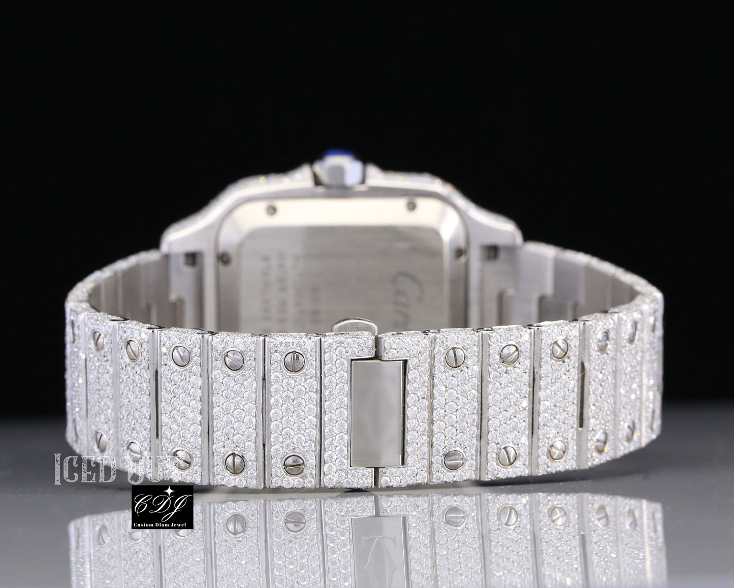Top Quality Blue Dial Cartier Iced Out Moissanite Luxuries Watch customdiamjewel