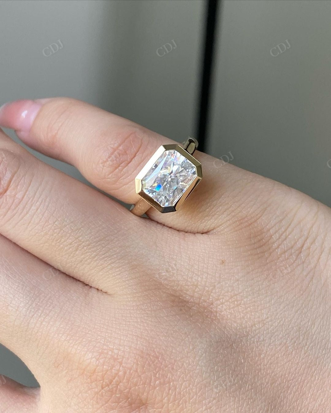 Bezel Set Lab Grown Diamond Solitaire Ring customdiamjewel
