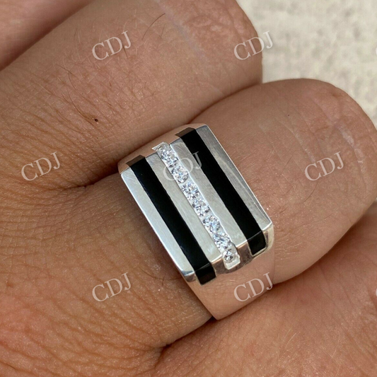 Men's Solid Gold Single line Diamond Pinky Ring  customdiamjewel   