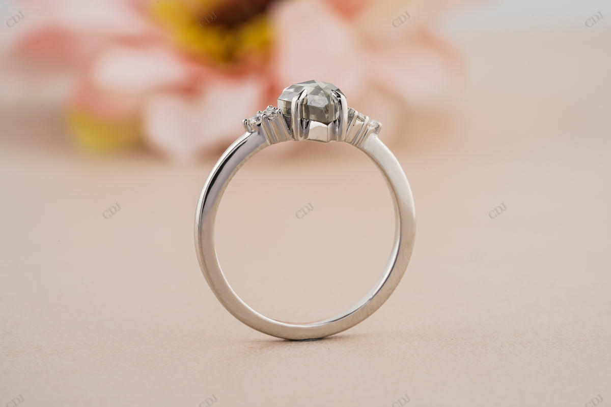 Kite Cut Salt & Pepper Moissanite Ring customdiamjewel