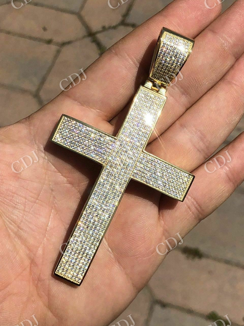 Mens Large Cross 5ct Diamonds Pendant customdiamjewel