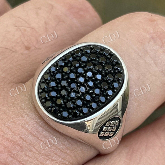 Large Black Diamond Bezel Set Ring  customdiamjewel   
