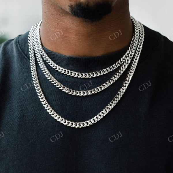 8mm Sterling Silver Hip Hop Cuban Link Chain Necklace customdiamjewel