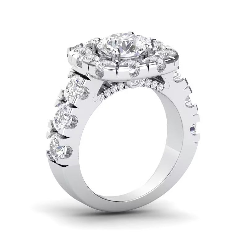 Round Half Eternity Moissanite Engagement Ring customdiamjewel