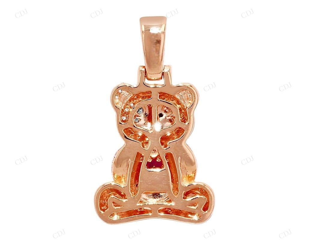1"1.23CTW Sterling Silver Moissanite Teddy Bear Pendant CustomDiamJewel