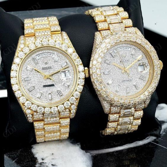 VVS Moissanite Rainbow Numerical Full Iced out Men's Watch customdiamjewel