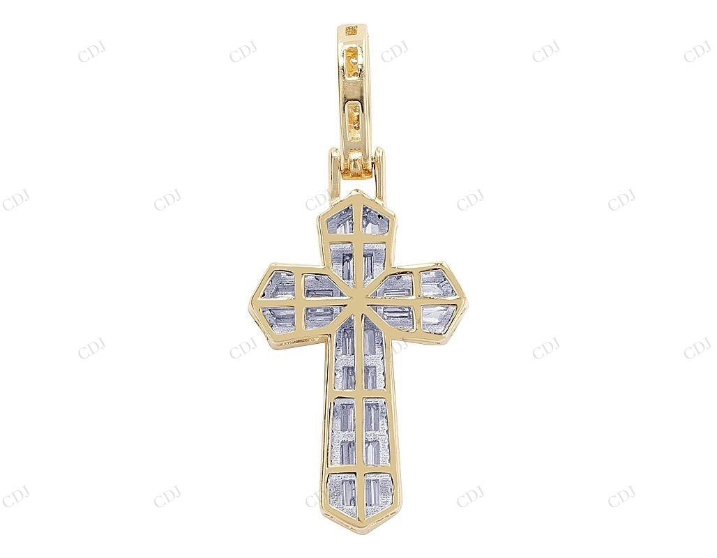10K Gold Lab Grown Diamond 1.4 Inch Cross Pendant Hip Hop Pendent customdiamjewel