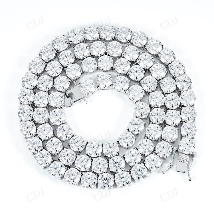 Round Cut Diamond White Gold Tennis Chain hip hop jewelry customdiamjewel