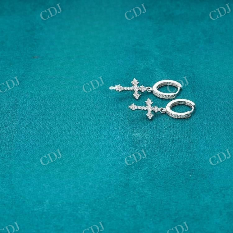 0.78 CTW Cross Hoop Hip Hop Earrings hip hop jewelry customdiamjewel