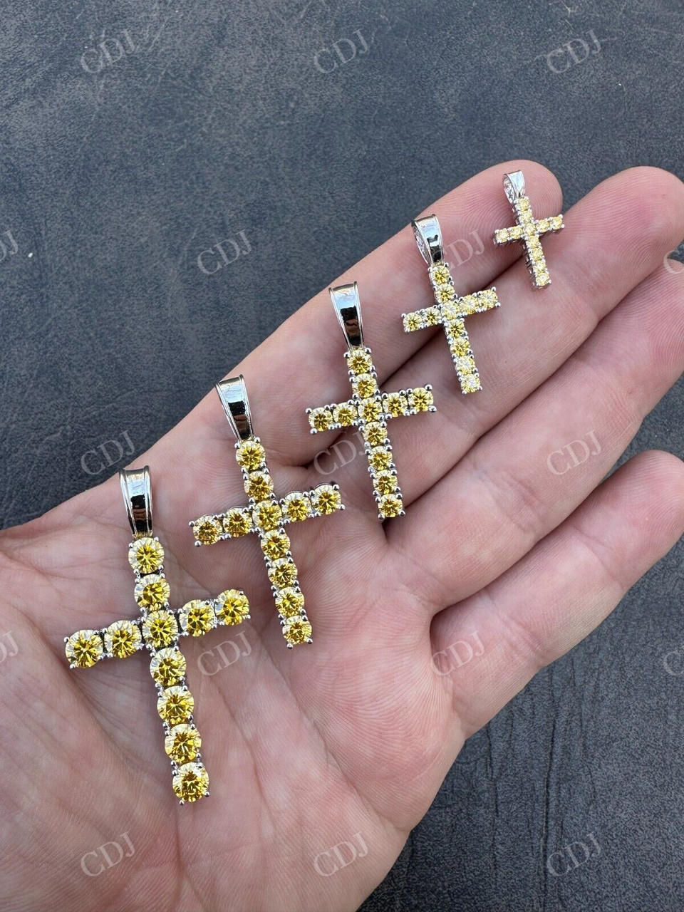 Yellow Canary Moissanite Cross Iced Hip Hop Pendant customdiamjewel