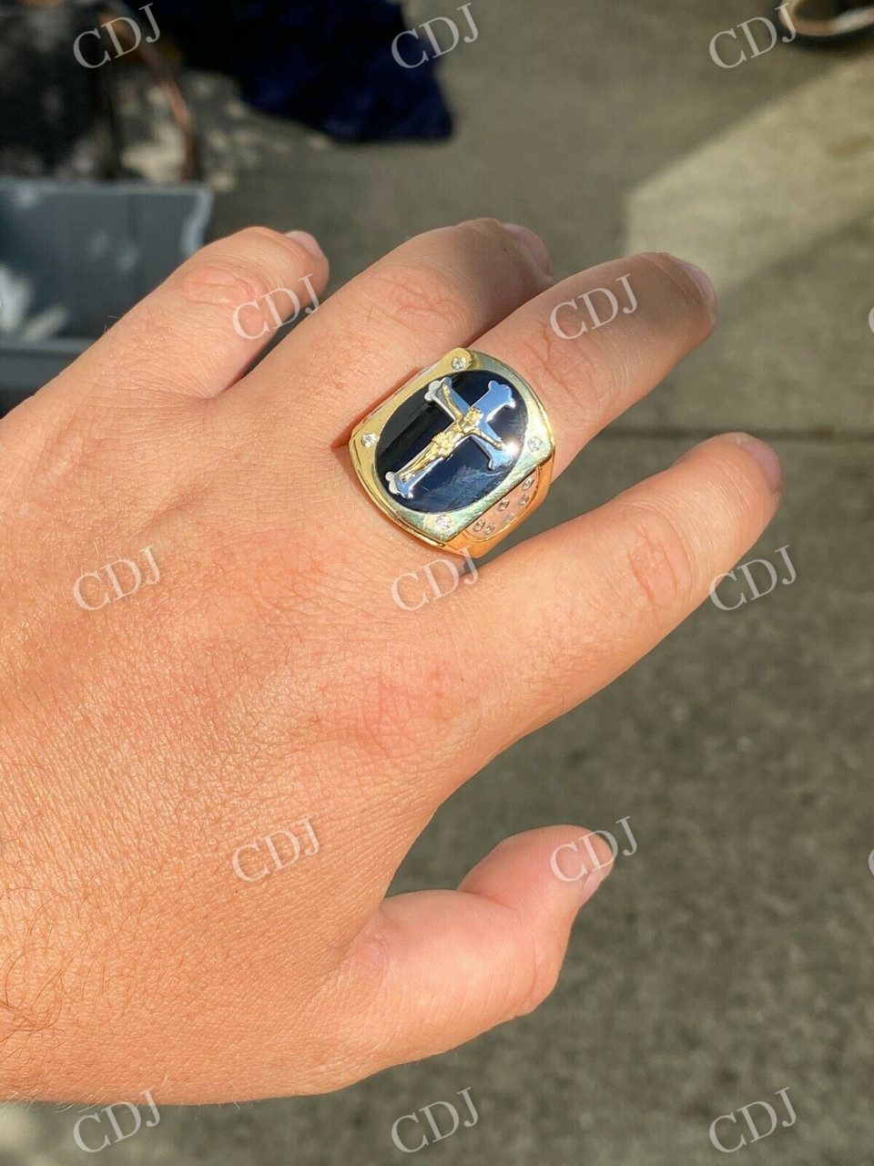 14K Solid Gold Criss Cross Hip Hop Ring customdiamjewel