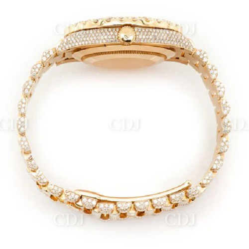 Full Iced Out Moissanite Diamond Gold Pelted Rolex Luxury Wrist Watch customdiamjewel