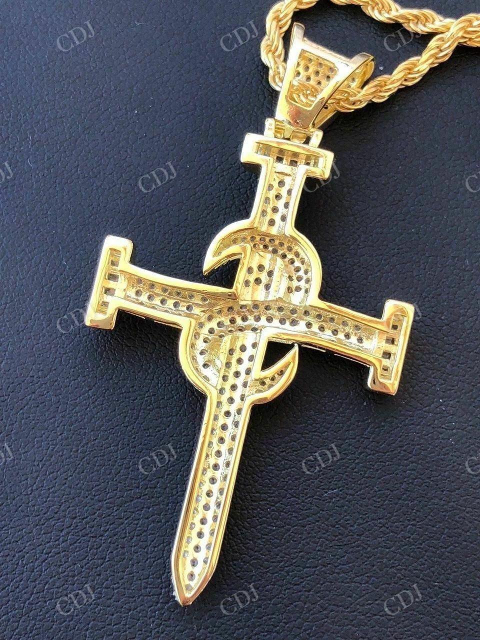 Super Iced Diamond Nail Cross Pendant customdiamjewel