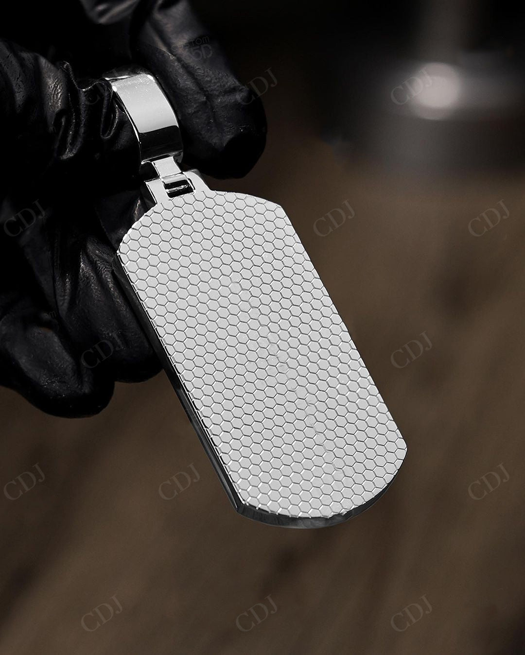 Sterling Silver Lab Grown Diamond Dog Tag Pendant hip hop jewelry CustomDiamJewel