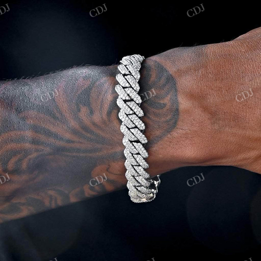 12MM Diamond Prong Set Cuban Link Chain For Men's  customdiamjewel   