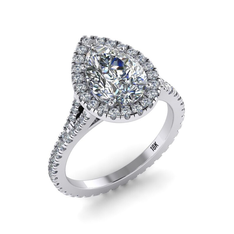 Pear Cut Halo Eternity Engagement Ring customdiamjewel
