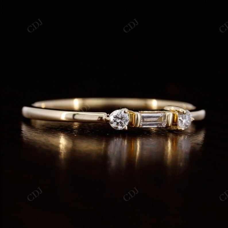 0.10CTW Round And Baguette Lab Grown Diamond Three Stone Wedding Band customdiamjewel